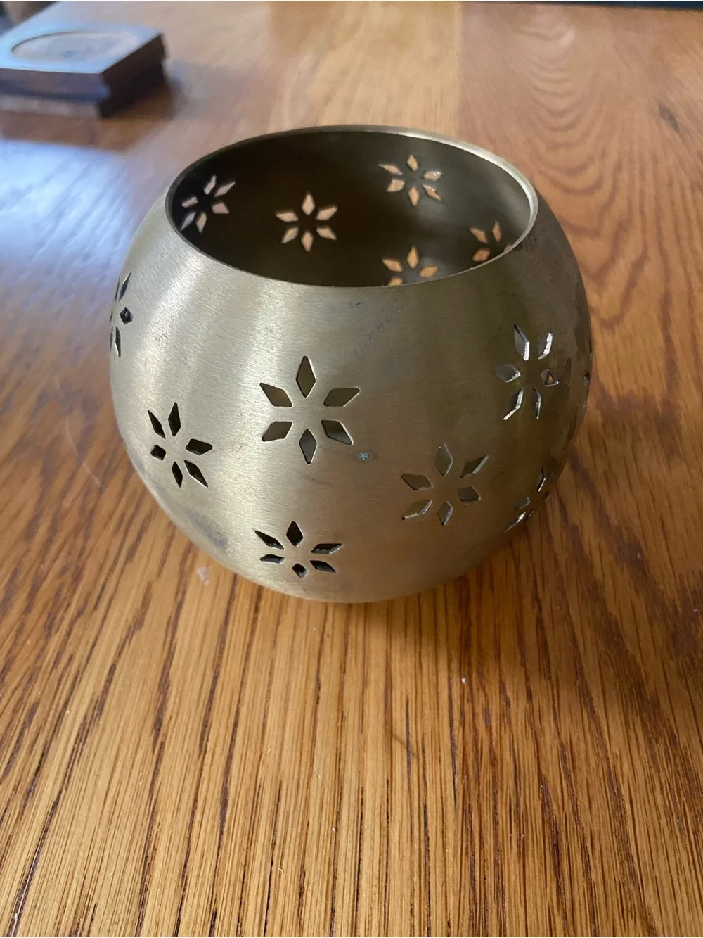 Vintage Crate&Barrel Brass Floral Cutout Votive Holder